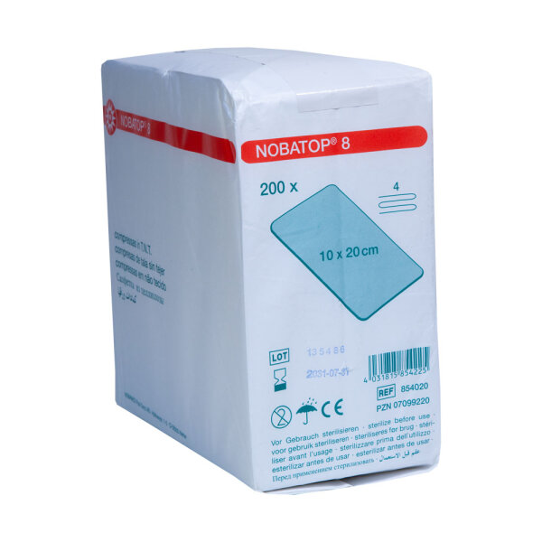 Nobatop 8 Vliesstoffkompresse unsteril 10x20cm 200 ST PZN 07099220