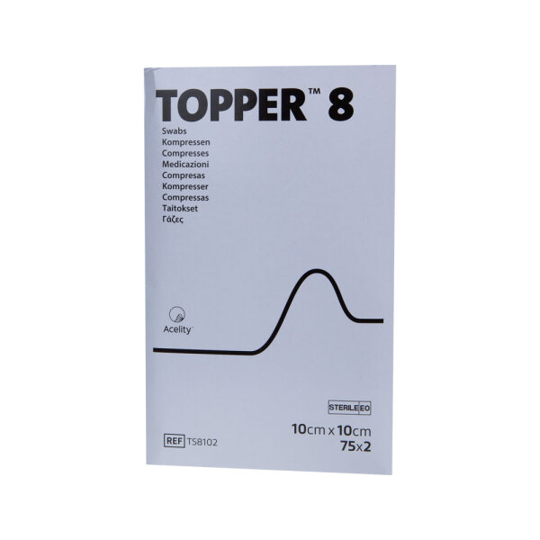 Topper 8 Vliesstoffkompresse steril 10x10cm 75x2 ST PZN 08821251