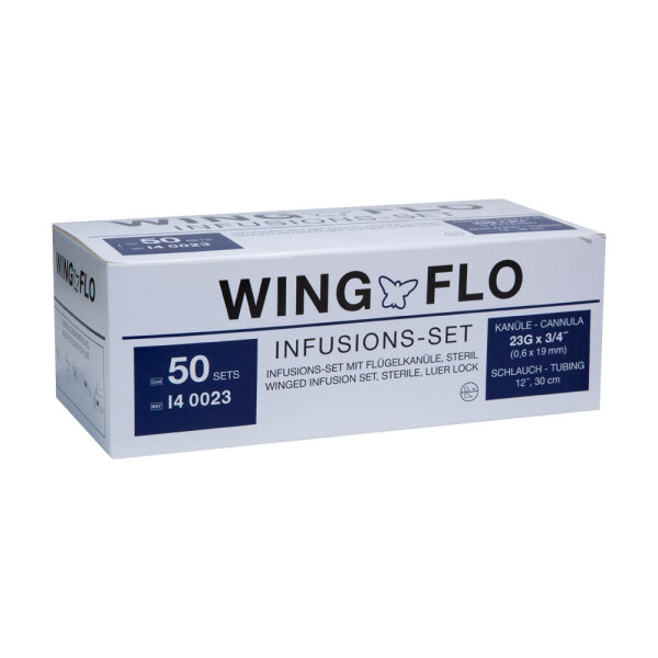 Infusionsbesteck Wingflo Flügelkanülen steril blau 23G 50 ST PZN 06869147