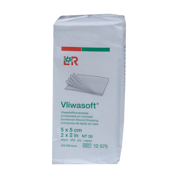 Vliwasoft Vliesstoffkompresse unsteril 4fach 5x5cm 100 ST PZN 03806910