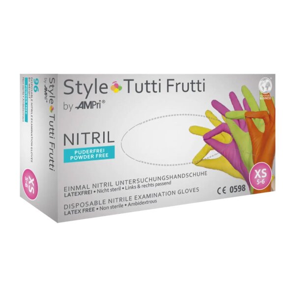 Style Tutti Frutti Nitril-Untersuchungshandschuhe puderfrei Farbenmix Gr. M 96 ST