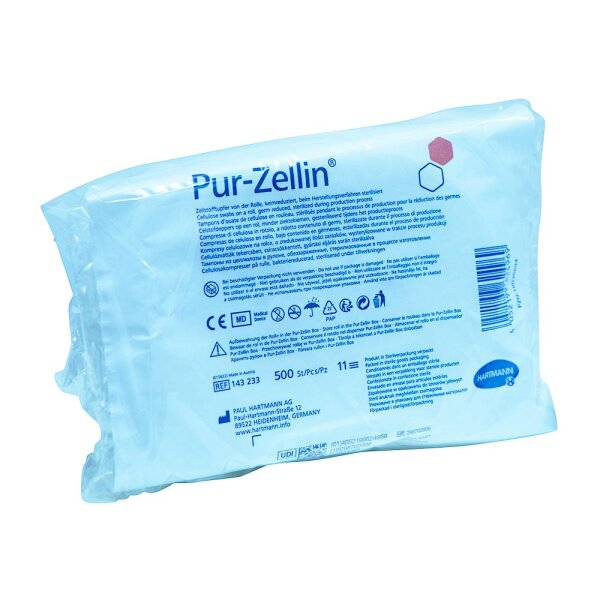 Pur-Zellin Zellstofftupfer keimreduziert 4x5cm Rolle 500 ST PZN 18036694