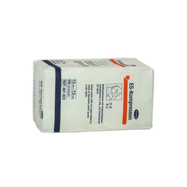 ES-Kompressen unsteril 7,5x7,5cm 8fach 100 ST PZN 01447192