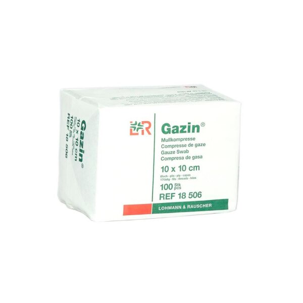 Gazin Mullkompressen unsteril 10x10cm 8-fach 100 ST PZN 03959418