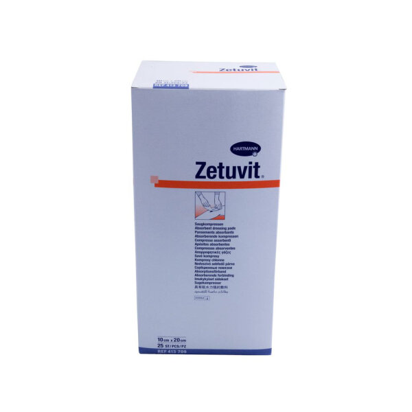 Zetuvit Saugkompresse steril 10x20cm 25 ST PZN 02724340