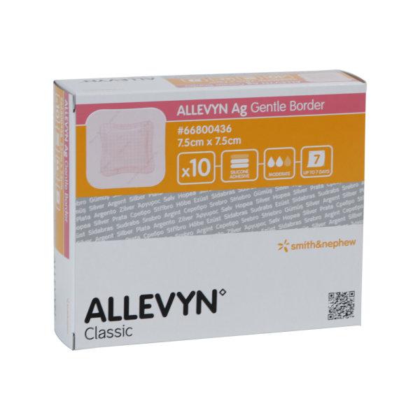 Allevyn Ag Gentle Border Verband 7,5x7,5cm 10 ST PZN 03296142