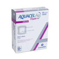 Aquacel Ag Foam adhäsiv Schaumverband 8x8cm 10 ST...