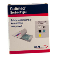 Cutimed Sorbact Gel Kompressen 7,5x7,5cm 12 ST PZN 07353434