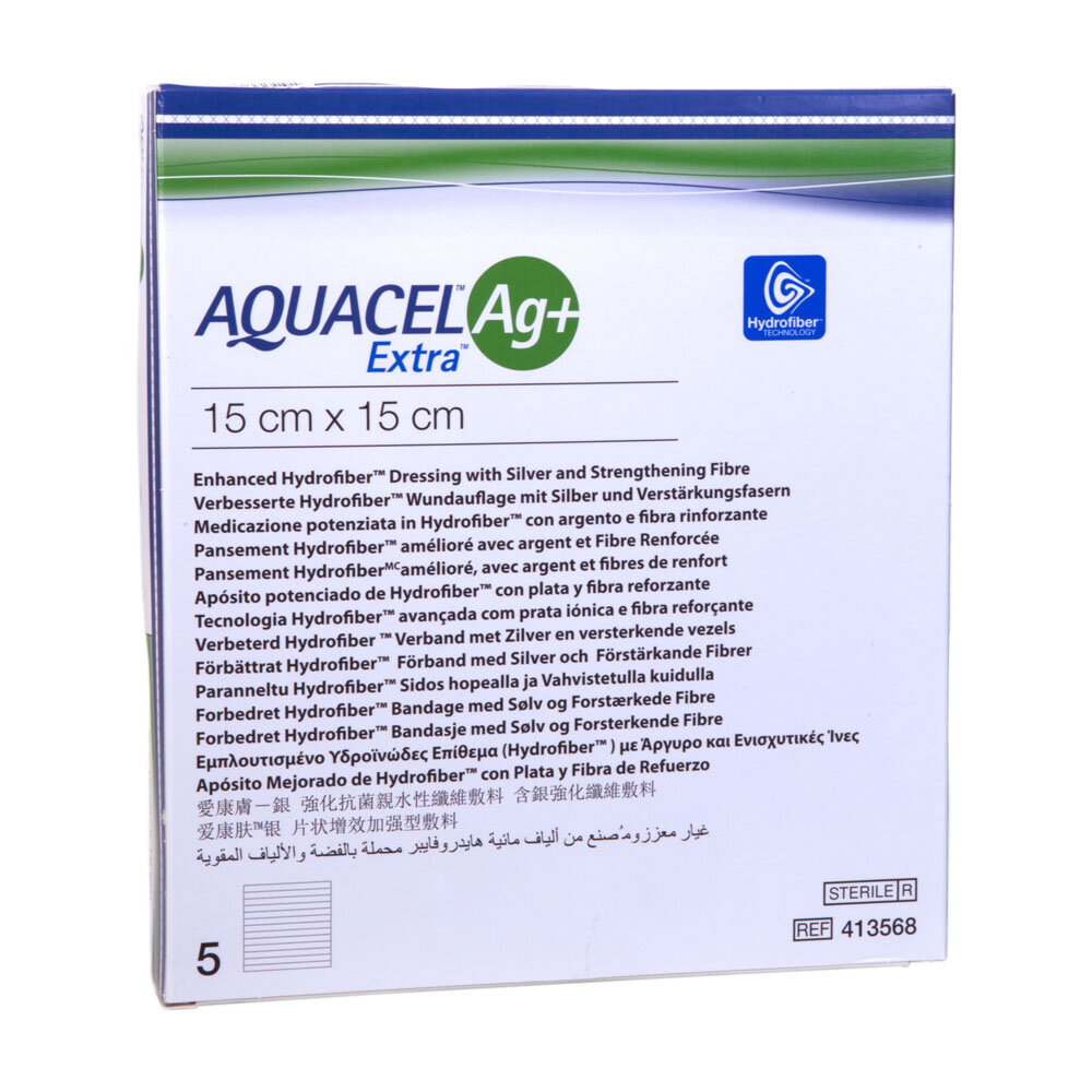 Aquacel Ag+ Extra Wundauflage 15x15cm 5 ST PZN 10203827, 117,77